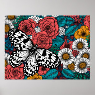 Paper kite garden poster