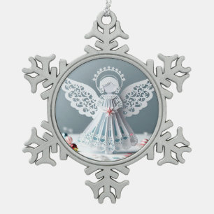 Paper Lace Angel Christmas Crafts Art Snowflake Pewter Christmas Ornament