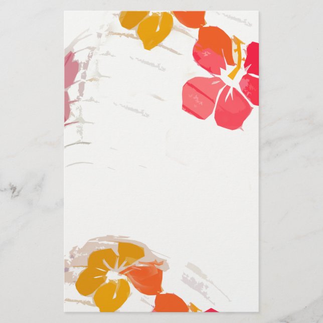 Paper Lantern Hibiscus Flower Stationery (Front)