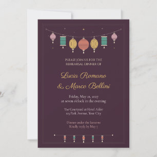 Paper Lantern String Rehearsal Dinner Invitation
