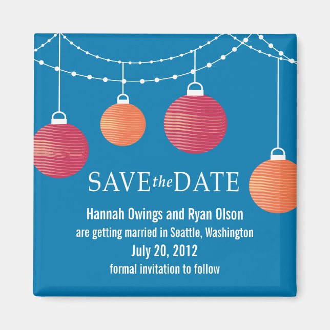 Paper Lantern Wedding Save the Date Magnet (Front)