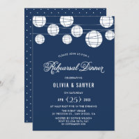 Paper Lanterns | Blue Rehearsal Dinner Invitation