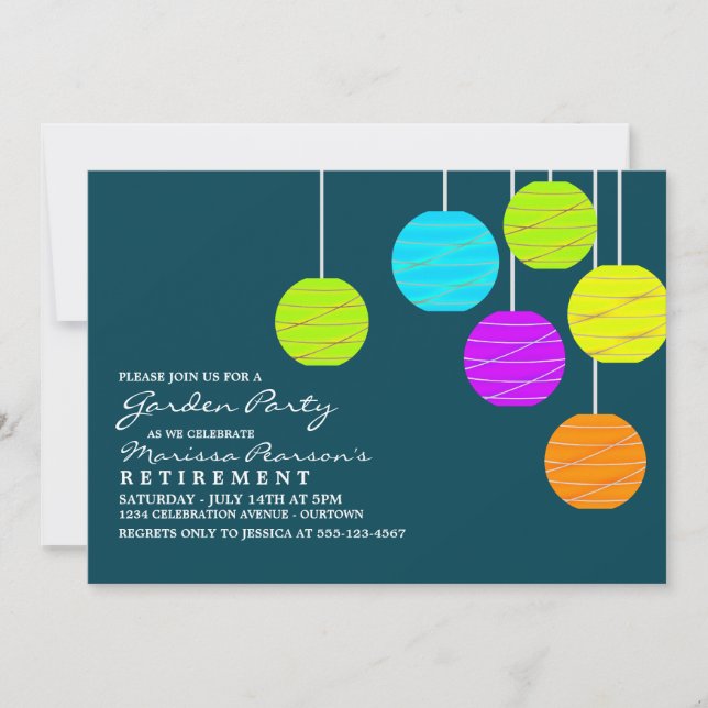 Paper Lanterns Garden Party Invitations (Front)