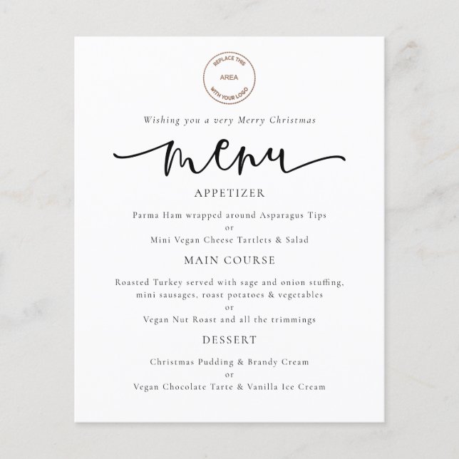 PAPER Logo Script Corporate Christmas Party Menu (Front)