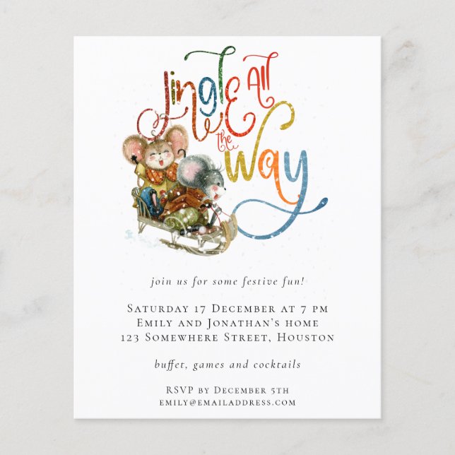 PAPER | Mice Jingle All the Way Christmas Invite (Front)