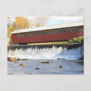 Paper Mill Covered Bridge and Falls Bennington VT Postcard