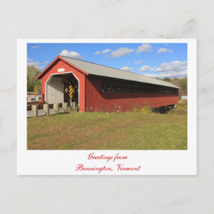Paper Mill Covered Bridge Bennington VT Postcard