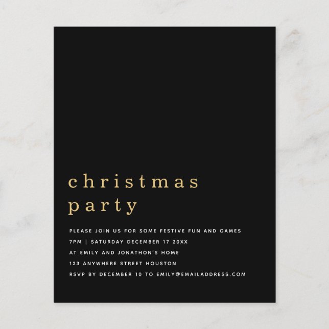 PAPER | Minimal Gold Black Christmas Party Invite (Front)