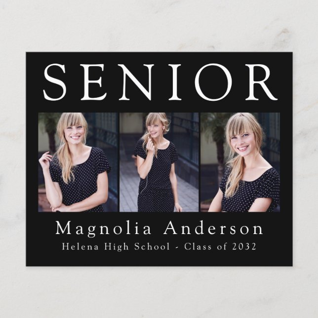 PAPER Minimalist Senior Four Photo Announcement (Front)