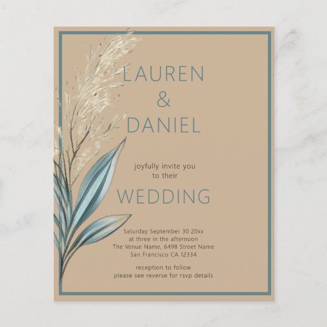 PAPER Minimalist Text QR Code Coffee Blue Wedding (Front)