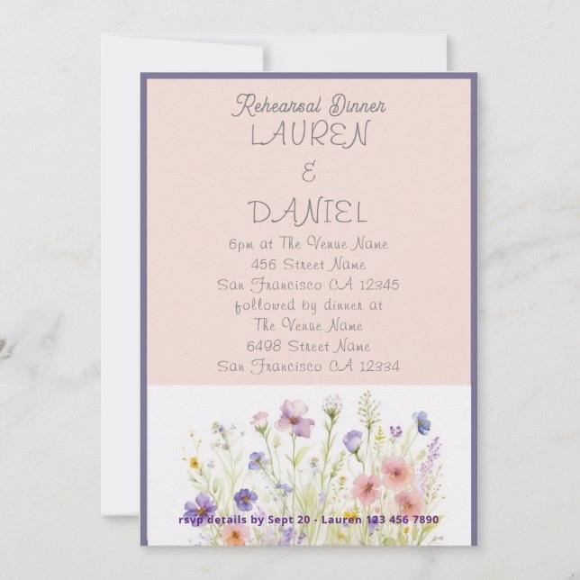 PAPER Minimalist Text QR Code Floral Wedding Invitation (Front)