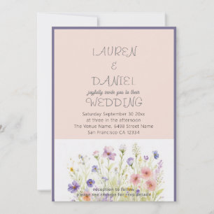 PAPER Minimalist Text QR Code Floral Wedding Invitation
