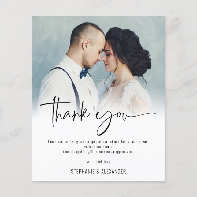 PAPER Modern Photo Overlay Wedding Thank You (Front)