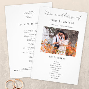 PAPER Modern Script Photo Wedding Program