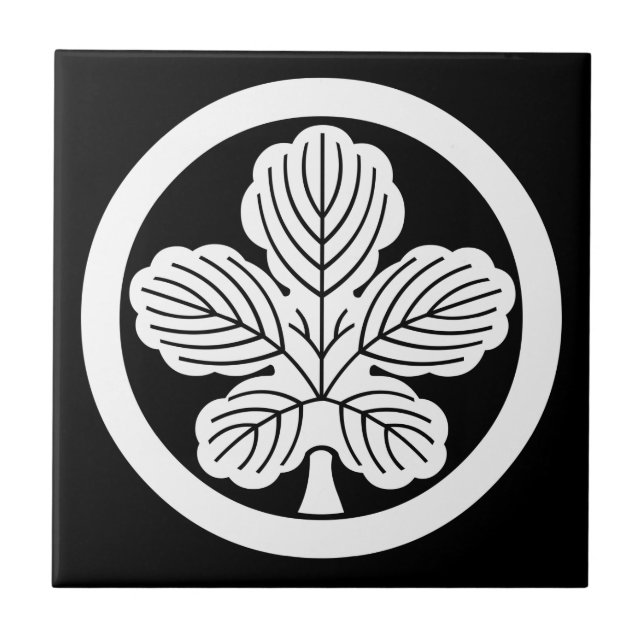 Paper mulberry leaf in circle tile (Front)