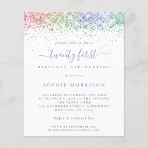 PAPER Multicolor Glitter 21st Party Invite