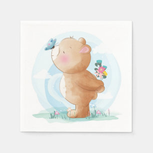 PAPER NAPKIN : BABY BEAR & BUTTERFLY