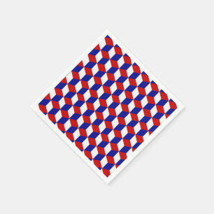 Paper Napkin - Block Illusion in Red, White, Blue