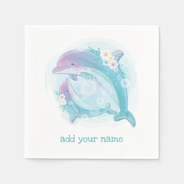PAPER NAPKIN : CHILDREN'S BIRTHDAYS : DOLPHINS  (Front)