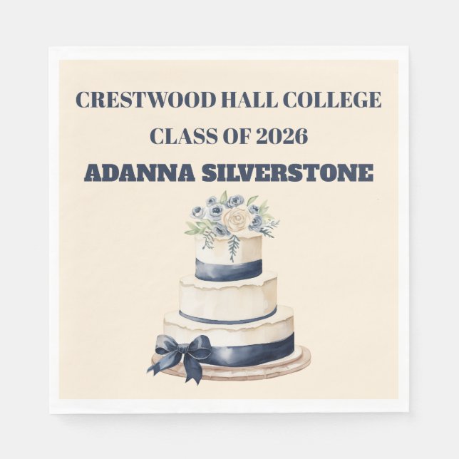 Paper Napkin-Editable Graduation Tableware Set Napkin (Front)