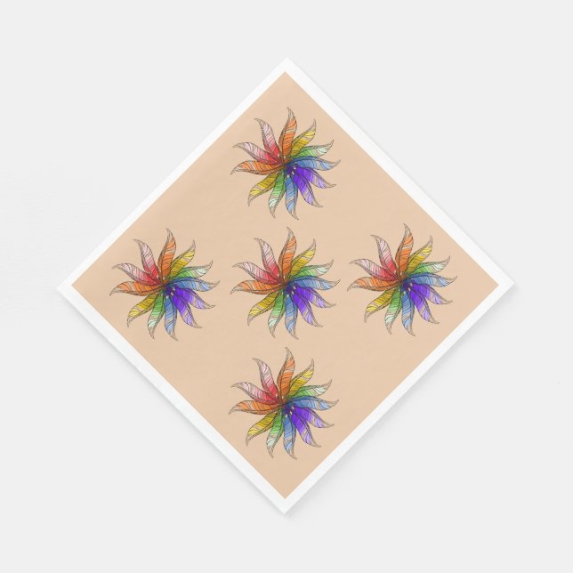 Paper Napkin - Feather Colour Wheel (Corner)