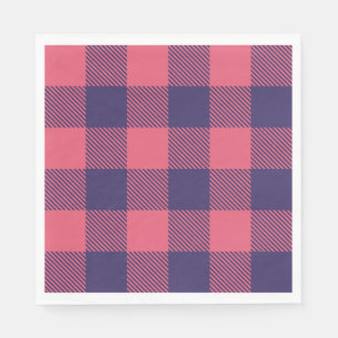 Paper Napkin Hot Pink Magenta Indigo Buffalo Plaid