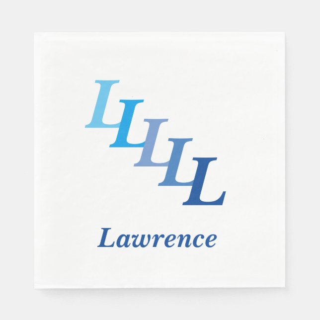 Paper Napkin - Initials with Name in Blue (Front)