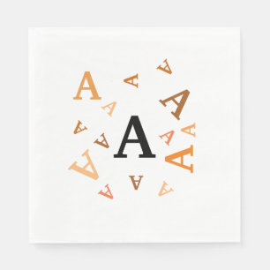 Paper Napkin - Jumbled Letters in Orange/Brown