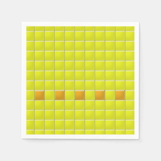 Paper Napkin - Mosaic Squares in Yellow (Front)