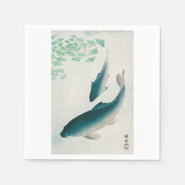 PAPER NAPKIN : OHARA KOSON : CARP/KOI 1926 NAPKIN (Front)