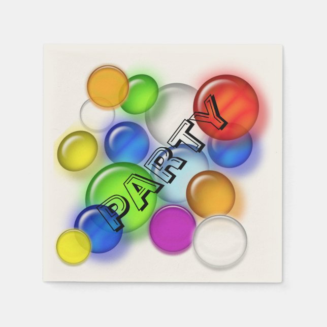Paper Napkin - Party Bubbles in Colours (Front)