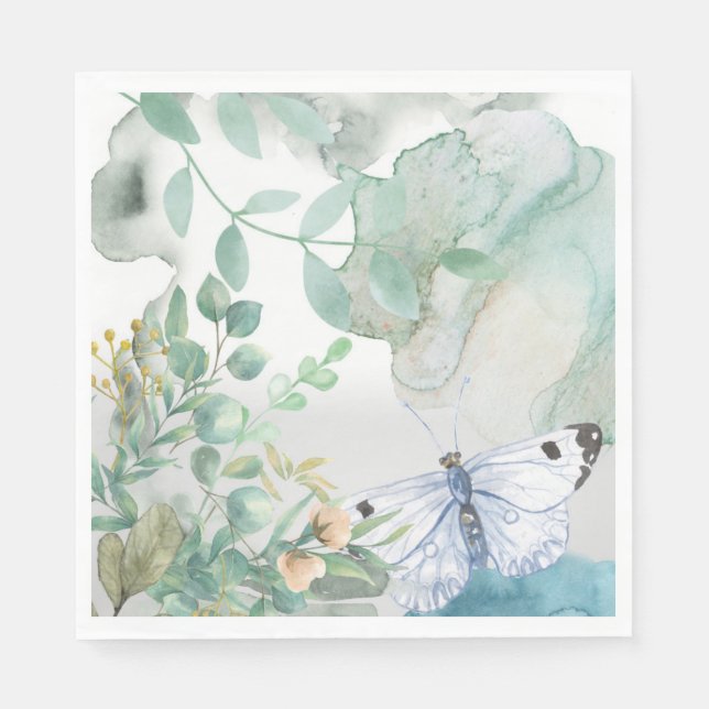 Paper Napkin Pastels Floral Butterfly (Front)