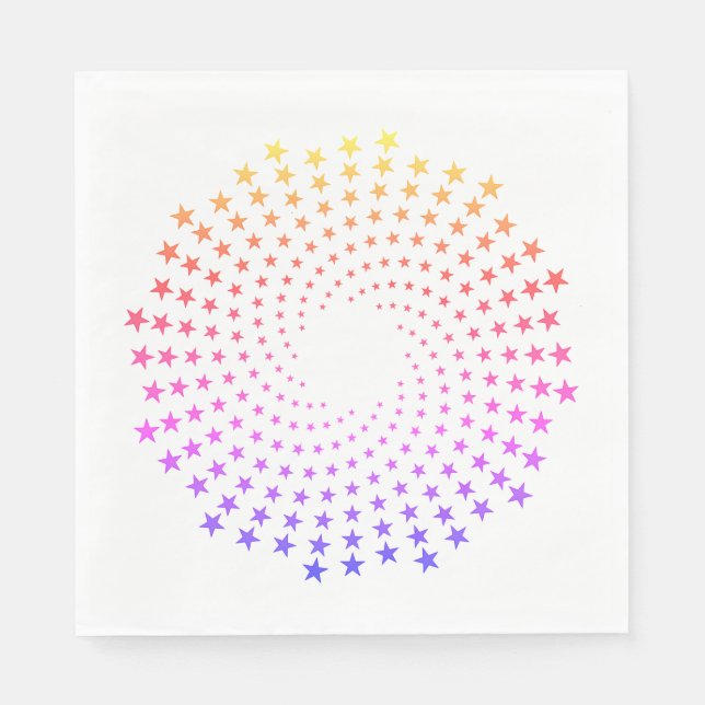 Paper Napkin - Rainbow Coloured Star Swirls (Front)