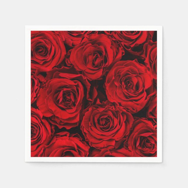 PAPER NAPKIN : RED ROSES : CUSTOMISABLE (Front)