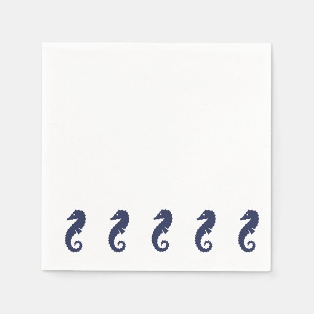 Paper Napkin - Sea Horses (navy blue) (Front)