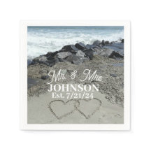 Paper Napkin - Two Hearts In The Sand