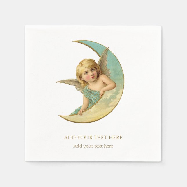 PAPER NAPKIN : VICTORIAN  ANGEL AND MOON  (Front)