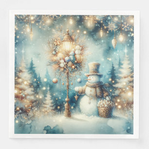 Paper Napkin-Vintage Christmas Snowman Napkin