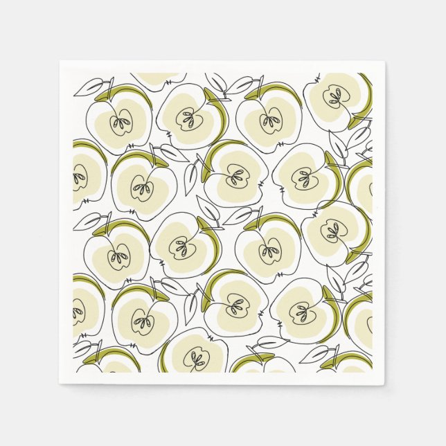 Paper Napkin with apple drawn. (Front)