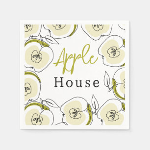 Paper Napkin with  apple drawn.