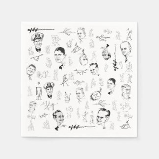 Paper napkin with Art Hofmann graphics