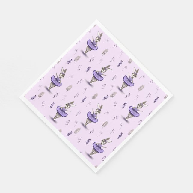 Paper napkin with cute a ballerina bunny. (Corner)