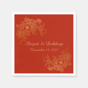 Paper Napkin with Elegant Red & Gold 