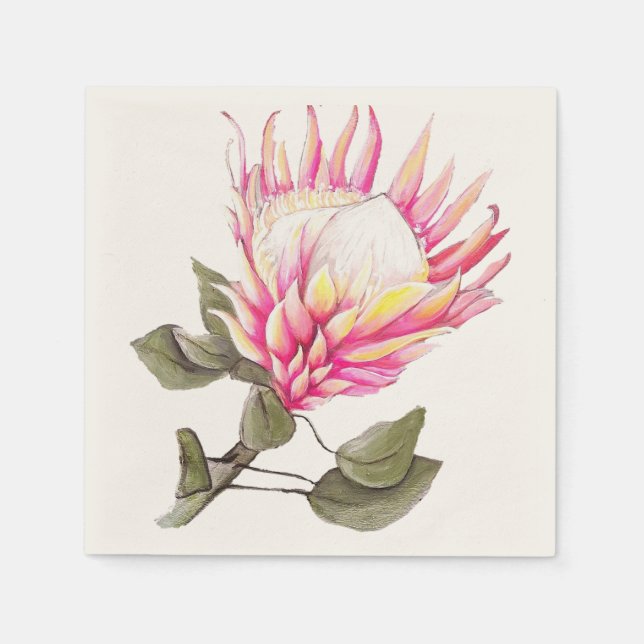 Paper napkin with King Protea (Front)