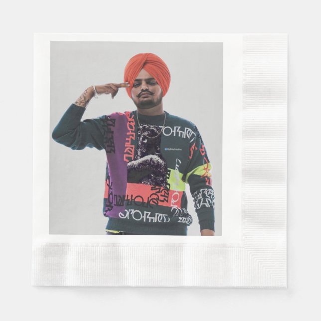Paper napkin with sidhu Moosewala photo (Front)
