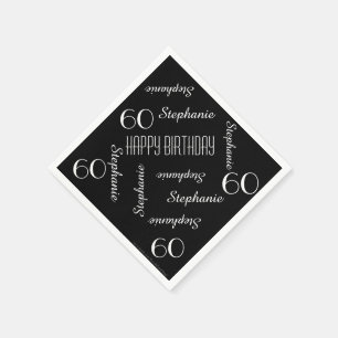 Paper Napkins, 60th Birthday Party Repeating Names Napkin