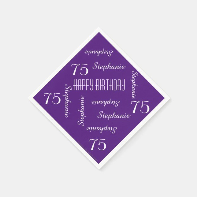 Paper Napkins, 75th Birthday Party Repeating Names Napkin (Corner)