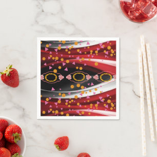 Paper Napkins, Abstract Red Black White Napkin