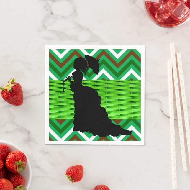 Paper Napkins, African Woman Green Napkin (Insitu)