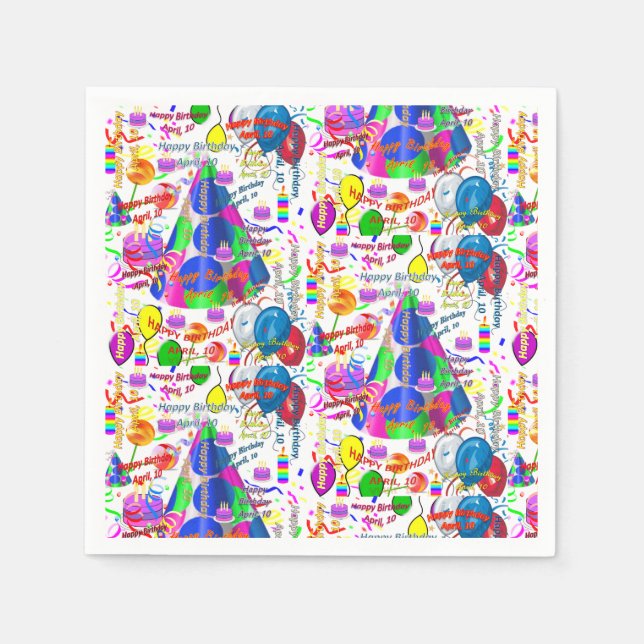 Paper Napkins April, 10 Birthday (Front)